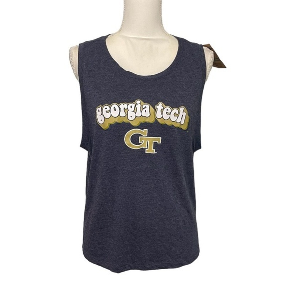 NWT GT Heather Gray Sleeveless Trapeze Top Shirt Georgia Tech Yellow Jackets New